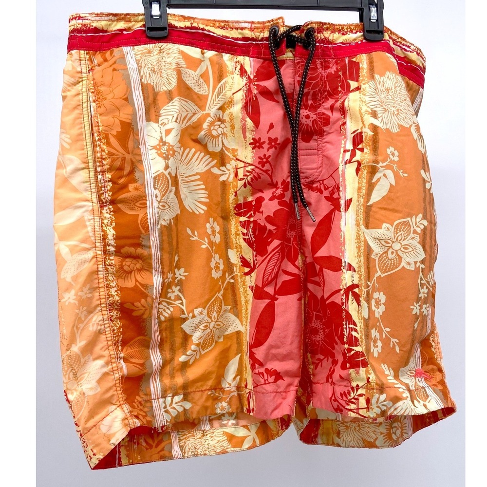 Tommy Bahama Relax XL Board Shorts Red/ Orange Tropical Floral Mesh Lined Trunks